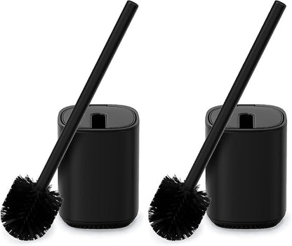 Toilet Brush and Holder Set Toilet Bowl Brush Stainless Steel Automatic Toilet Bowl Cleaner Brush with Durable Bristle Head Toilet Cleaning Brush for Bathroom 2 Pack Set Black