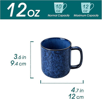 vancasso STARRY Coffee Mugs Set, 12 oz Ceramic Coffee Cups for Latte Hot Tea Cappuccino Cocoa Milk Stoneware Cups Set of 6, Dishwasher & Microwave Safe, Blue