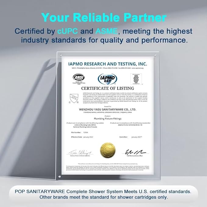 POP SANITARYWARE Shower Faucet Set Brushed Gold Bathroom Rainfall 10 Inch Shower Head System Single Handle Shower Trim Kit with Valve