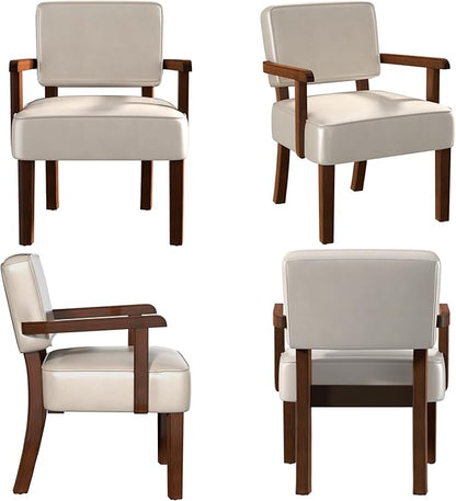 Accent Chair, PU Leather Chair for Living Room Oversized Armchair with Soft Seat and Armrests for Bedroom Dinning Reading Waiting Room (One Chair)