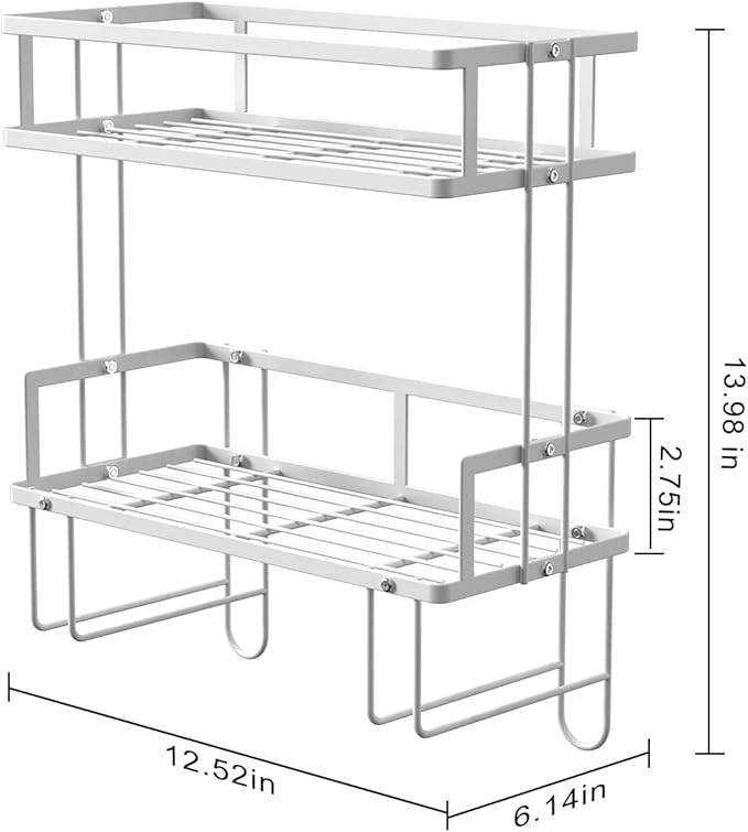 Over The Toilet Storage Shelf, 2-Tier Bathroom Storage Organizer Upgrade Punch-Free Toliet Storage Shelf, Home Storage Rack with Hooks Shelf,White