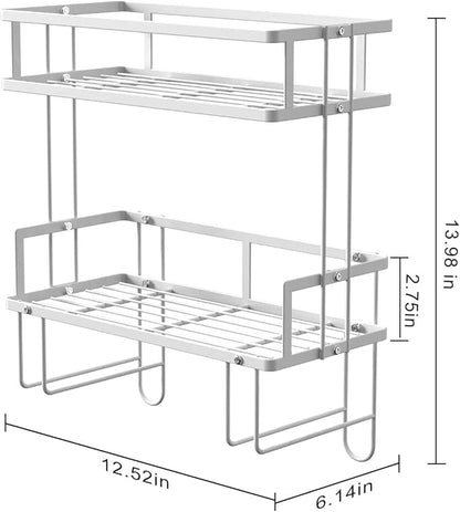 Over The Toilet Storage Shelf, 2-Tier Bathroom Storage Organizer Upgrade Punch-Free Toliet Storage Shelf, Home Storage Rack with Hooks Shelf,White