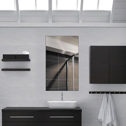 Bathroom Wall Mirror, Decorate Bathroom Mirrors for Wall, Rectangle Modern Bathroom Wall Mounted Mirror Vertical or Horizontal Hanging for Living Room (Black Framed 40’’ x 24’’)
