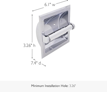 Design House Millbridge Toilet Paper Holder, Recessed, Fits Mega Rolls, Standard Wall Mount, Concealed Screws, Easy Installation, Polished Chrome, 6.1 in L x 7.4 in W x 3.26 in H, 533125