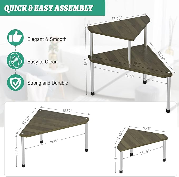 Weenson Bathroom Counter Organizer Corner Shelf - 2 Tier Bathroom Organization Bamboo Bathroom Sink Shelf Kitchen Countertop Organizer Adjustable Free-Standing Counter Storage Shelf(Antique)