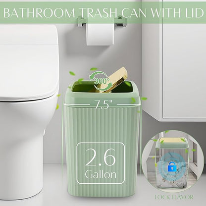 17PCS Bathroom Accessory Set Bathroom Set Green Bathroom Decor,Toilet Brush, Trash Can, Qtip Holder Dispenser& 3PCS Soap Dispenser
