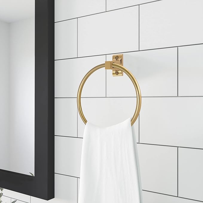 Design House 533349 Millbridge Classic Towel Ring for Bathroom Polished Brass