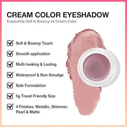 Cream Glitter Rose Shimmer Metallic Eyeshadow Palette Makeup, Natural Single Mini Instant Holographic Eyeshadow For Older Women, Sombras Crema Para Ojos, Talc, Paraben & Cruelty Free, 27