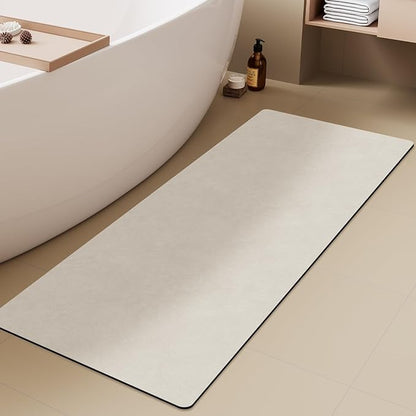 White Bath Mat, Bathroom Rugs Non Slip Washable Thin Absorbent Quick Dry Bath Mat Fits Under Door Bathroom Floor Mat Perfect for Bath, Shower, or Sink 24"x60" White