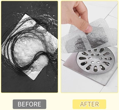 Disposable Hair Drain Stickers, Upgrade Disposable Shower Drain Cover Hair Catcher Bathroom Shower Drain Protector, Mesh Cover Floor Drain Sticker, Square Screen, Easy to Install (20)