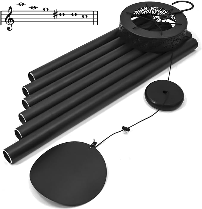 ASTARIN 48'' Wind Chimes for Outside Deep Tone - Large Windchimes with 6 Heavy Tubes, Outdoor Memorial Chimes Outdoor for Garden Hanging Décor,Sympathy Gifts，Black