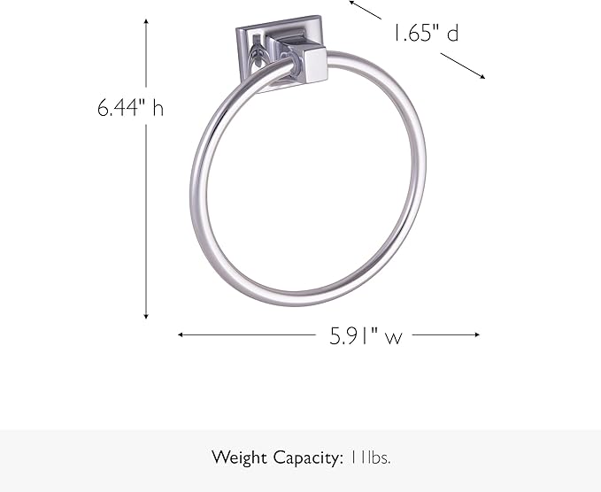 Design House Millbridge 4 Piece Bathroom Accessory Set, Towel Bar, Robe Hook, Toilet Paper Holder, Towel Ring, Easy Installation, Polished Chrome, 25.81 in L x 1.97 in W x 6.44 in H, Item 534628