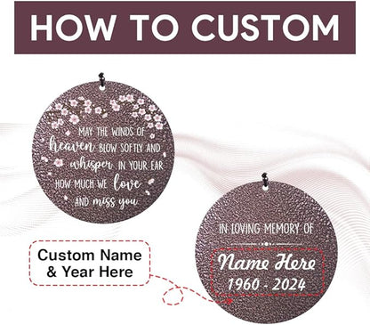 Personalized Wind Chimes, Peach Blossom Sympathy Wind Chime, in Loving Memory for Loss of Loved Dad/Mom, Large Commemorative Sympathy Bereavement Condolences Gifts for Funeral