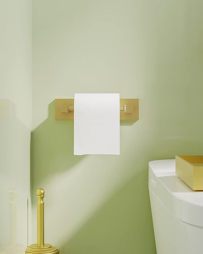 Ruacq Gold Toilet Paper Holder Double Post Pivoting Square Tissue Holders Roll Holder Hangers Brushed Gold Toilet Paper Stand Bathroom Stainless Steel and Zinc Alloy Modern Wall Mounted