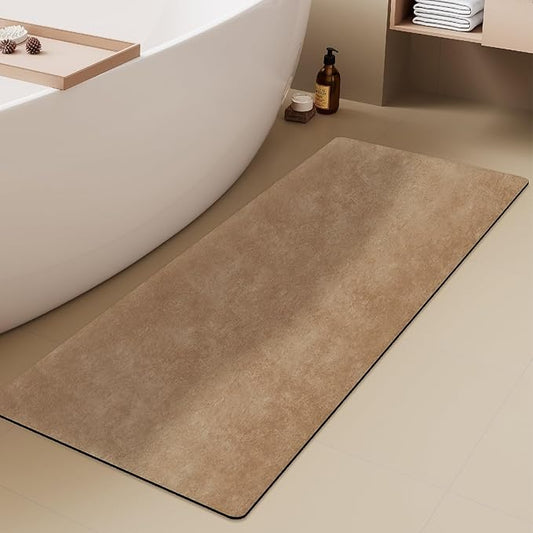 Bathroom Mat Quick Dry, Bathroom Rugs Non Slip Washable Thin Absorbent Bath Mat Fits Under Door Bathroom Floor Mat Perfect for Bath, Shower, or Sink 24"x60" Camel