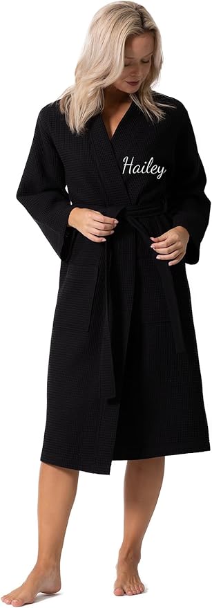 Turkish Linen Waffle Knit Lightweight Kimono Spa & Bath Robes for Women - Quick Dry - Soft