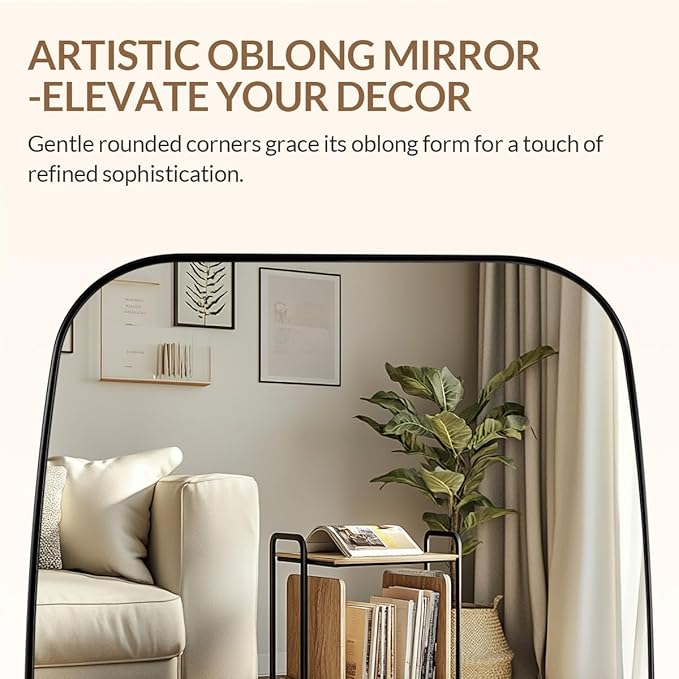 ANDY STAR 30x36” Black Bathroom Mirror, Oblong Vanity Mirror with Stainless Steel Metal Frame, Matte Black Oval Mirror for Over Sink, Modern Anti Rust Wall Mounted