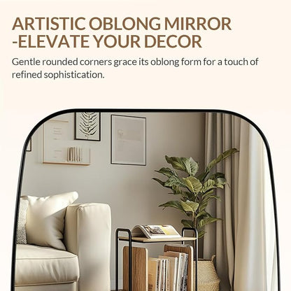 ANDY STAR 30x36” Black Bathroom Mirror, Oblong Vanity Mirror with Stainless Steel Metal Frame, Matte Black Oval Mirror for Over Sink, Modern Anti Rust Wall Mounted