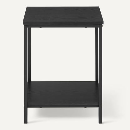 Amazon Basics - End Table with Bottom Shelf, Living Room Side Table, Steel Frame, Wooden Black