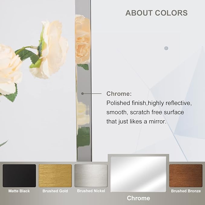 ANDY STAR Chrome Oblong Mirror, 36x48 Inch Polished Chrome Oval Mirror for Bathroom with Stainless Steel Metal Frame, Wall Mouned for Bathroom, Living Room, Entryway