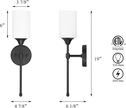 XiNBEi Lighting Wall Sconce, Bathroom Vanity Light with Glass, Wall Fixture Matte Black Finish for Bathroom XB-W1216-MBK