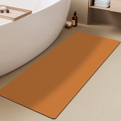 Bathroom Mat Quick Dry, Bathroom Rugs Non Slip Washable Thin Absorbent Bath Mat Fits Under Door Bathroom Floor Mat Perfect for Bath, Shower, or Sink 24"x70" Orange
