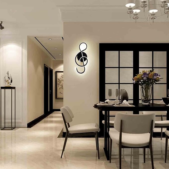 XEYOU 22W Modern Wall Sconce Lighting Indoor LED Creative Wall Light Fixture Music Symbol Art Decoration Wall Lamp for Living Room Bedroom Stair Corridor, Black 4500K