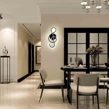 XEYOU 22W Modern Wall Sconce Lighting Indoor LED Creative Wall Light Fixture Music Symbol Art Decoration Wall Lamp for Living Room Bedroom Stair Corridor, Black 4500K