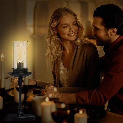 Vintage Cordless LED Candle Table Lamp Rechargeable Battery Powered Lamp, Touch Control, Metal Finish, Suitable for Bedroom, Dining Room, Wedding, Thanksgiving, Christmas, Wedding, Party, Birthday