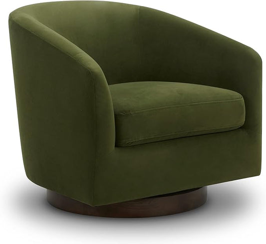 CHITA Swivel Accent Chair, FSC Certified Upholstered Velvet Barrel Chair for Living Room, Fully Assembled, Forest Green