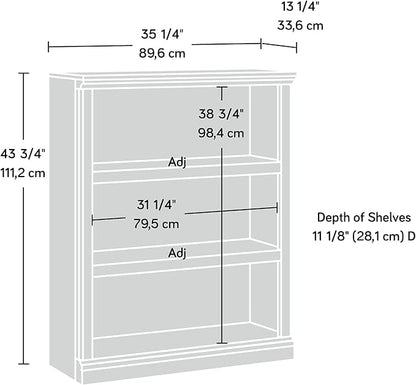 Sauder 3 Tier Book Shelf Wooden Bookcase Multipurpose Bookshelf for Home Office, Living Room, in Estate Black