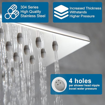 Shower Faucet Set Chrome Rainfall 12“ Rectangle Stainless Steel Shower Head and Handle Set, Wall Mounted Bathroom Shower System, Single Function Shower Trim Kit with Valve