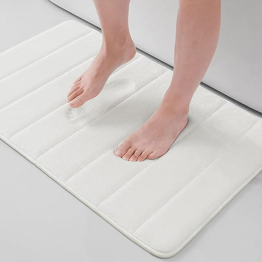 Buganda Memory Foam Bath Mat, 30" x 20", Ultra Soft and Non-Slip Bathroom Rugs, Water Absorbent and Machine Washable Bath Rug for Bathroom, Shower, and Tub, Ivory