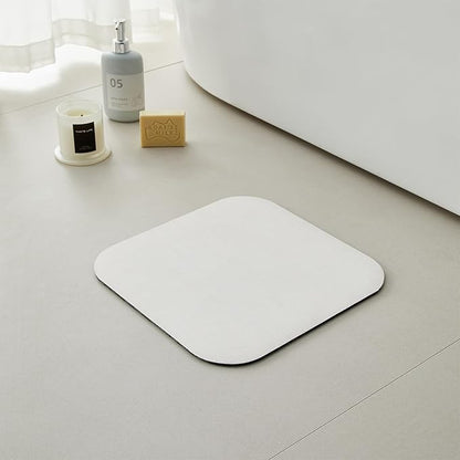 Small Bathroom Mat Quick Dry, Bathroom Rugs Non Slip Washable Thin Absorbent Bath Mat Fits Under Door Bathroom Floor Mat Perfect for Bath, Shower, or Sink 12"x12"/1'x1‘ White