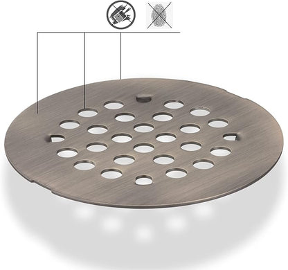 rrajj 4-1/4 (4.25) Inch(108mm) Round Snap-in Shower Floor Drain Cover Replacement Cover (Antique Brass)