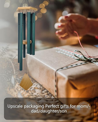 Wind Chimes Outdoor Deep Tone, Wind Chimes for Outside, Memorial Wind Chimes with Hook as Gifts for Mother's Day/Housewarming/Christmas, Patio, Garden, Yard, Home Décor. Green