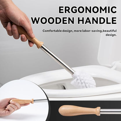 Toilet Brush Holder Set - Ceramic Silver Toilet Scrubber Brush with Duck Base, Bathroom Cleaning Brush, 7.5" Cute Toilet Brush Organizer, Home Decor& Easy Wipe Clean