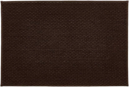 Bathroom Rugs Non Slip Washable, Super Absorbent Thin Bath Mat Quick Dry Low Pile Bathroom Rug, Brown 24"x36"