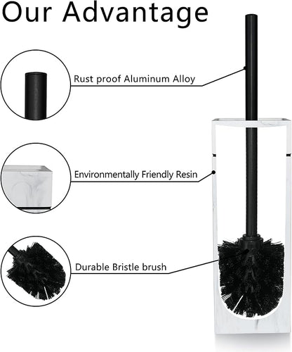 Black Line Design Resin Toilet Bowl Holder and Brush Set, Stylish Bathroom Cleaning Tool with Durable Bristles, Compact and Functional