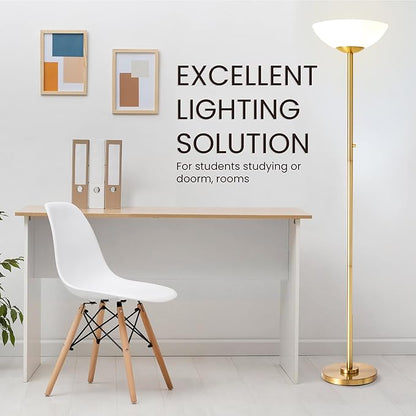 Super Bright Floor Lamp 8000LUMEN - DIMMABLE 30K Energy-Efficient Standing Lamp with Cement Base, for Living Room and Bedroom - Matte Finish, Modern and Elegant Design (White)