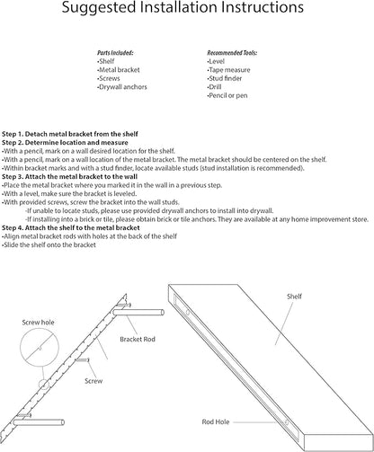 URBANDI, Rustic Floating Shelves, Set of 2, Hidden Bracket, Solid Wood, Heavy Duty, Wall Mounted Shelves, (Grey, 12Wx10D)