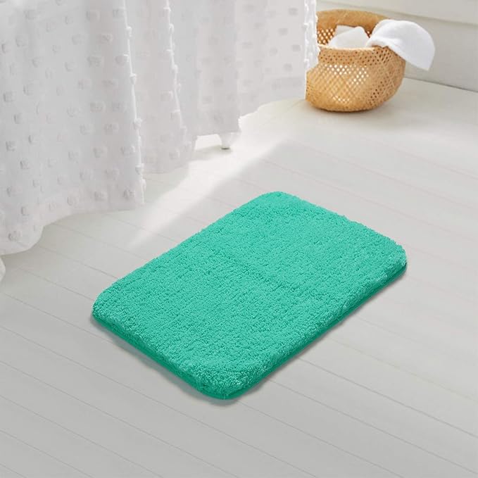 Suchtale Non Slip Bath Mat, Soft Microfiber Shaggy Bathroom Rug, Machine Washable, Thick Plush Shower Mat (20 x 32 Turquoise)