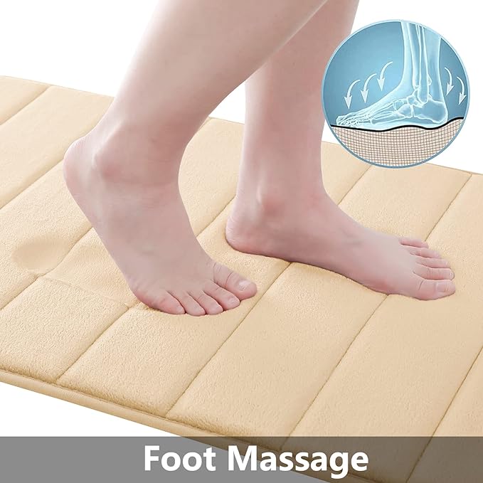 Buganda Memory Foam Bath Mat, 70" x 24", Ultra Soft and Non-Slip Bathroom Rugs, Water Absorbent and Machine Washable Bath Rug Runner for Bathroom, Shower, and Tub, Gold