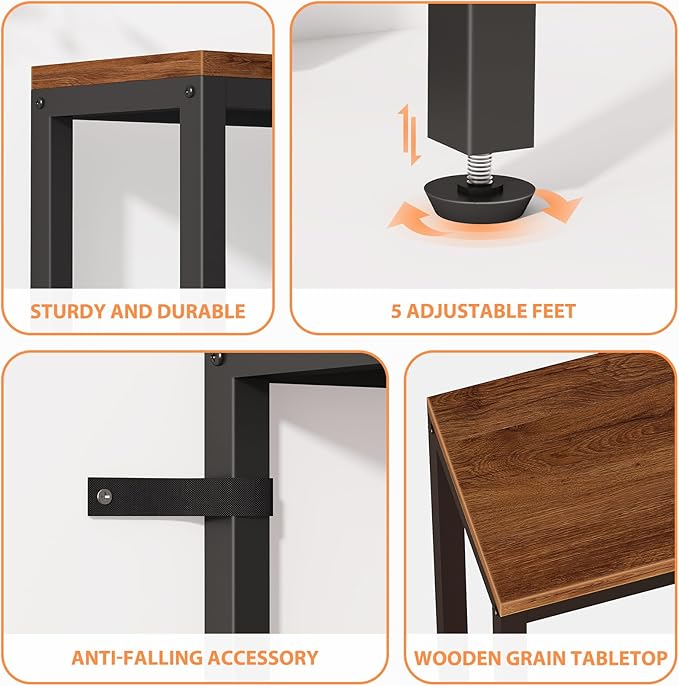 80.7'' Narrow Sofa Table with 2 Power Outlets (6 AC Outlets & 4 USB Ports), Thin Console Tables Narrow Long, Behind Couch Table Skinny for Entryway, Living Room, Hallway, Foyer, Rustic Brown