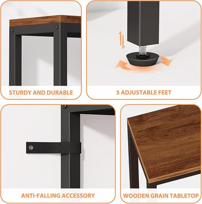 80.7'' Narrow Sofa Table with 2 Power Outlets (6 AC Outlets & 4 USB Ports), Thin Console Tables Narrow Long, Behind Couch Table Skinny for Entryway, Living Room, Hallway, Foyer, Rustic Brown