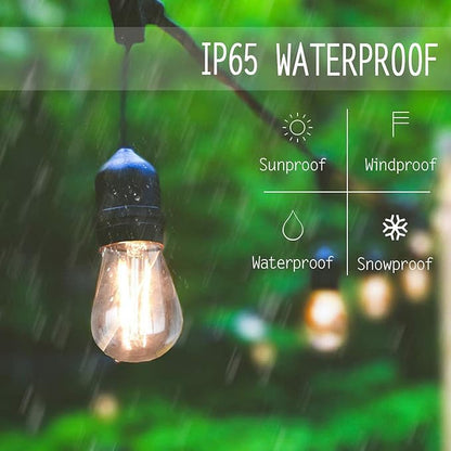 Svater 96 FT Outdoor String Lights 2W, Patio Light for Outside with 32 Antique S14 Plastic LED Bulbs, IP65 Waterproof Hanging Cafe Market Lighting, ETL-Listed Dimmable Warm White 2700K (48 FT x 2)