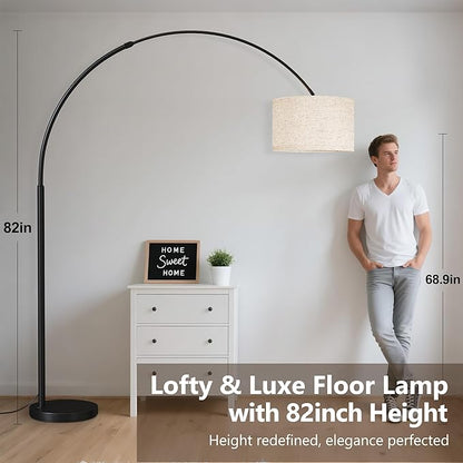 SUNMORY 82" Tall Arc Floor Lamps for Living Room, Large Floor lamp with Remote Control, Modern Curved Floor lamp, Corner Lamp for Dining Room, Office