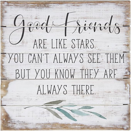 Simply Said, INC Perfect Pallet Petites Good Friends Are Like Stars Sign, Rustic Wooden Friendship Plaque, Farmhouse Shelf or Wall Decor, 8 Inch