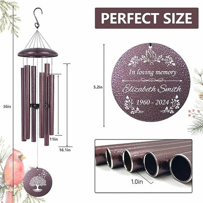 ASTARIN Memorial Wind Chimes Personalized, Bereavement Condolence Gifts for Loss of Mother Husband Wife, Customized Wind Chimes for Outside Deep Tone(Produced in USA)