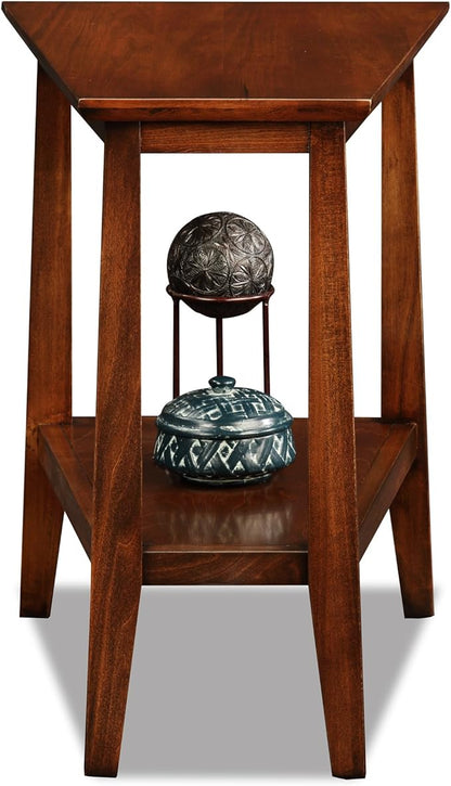 Delton 24 in. Solid Wood Recliner Wedge Side End Side Table with Shelf, Sienna Brown – Leick Home, 10402